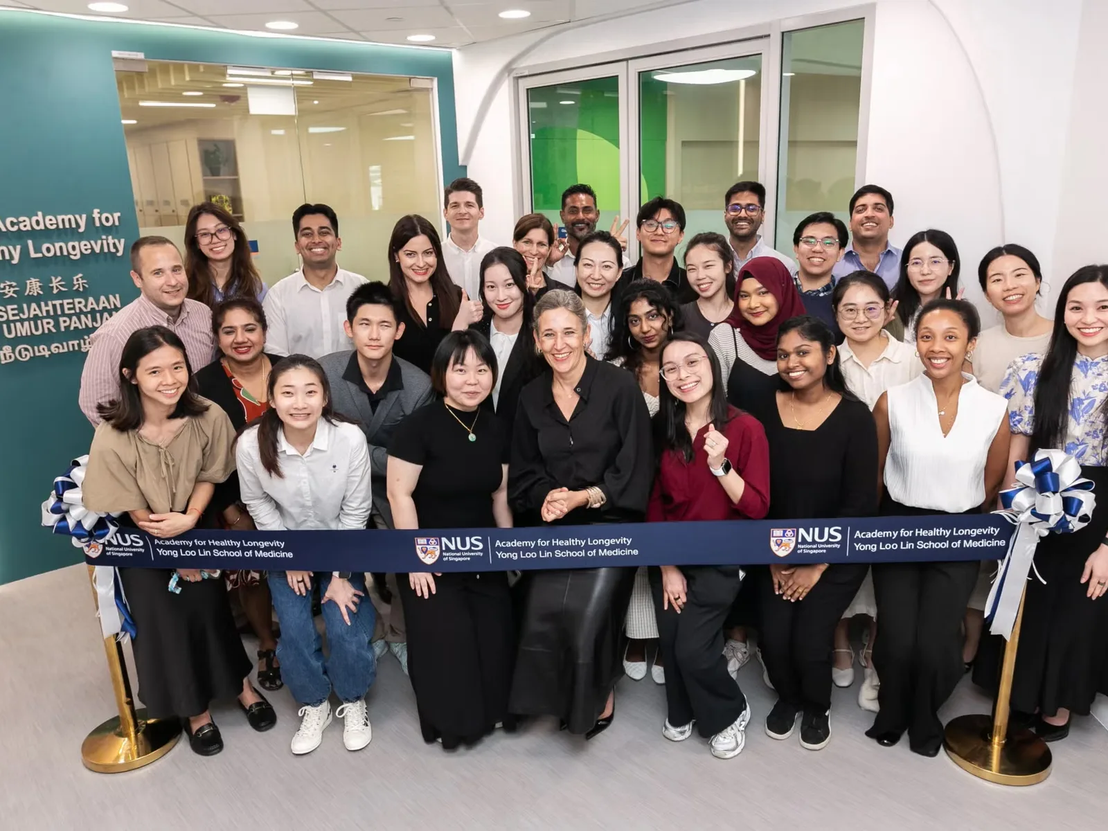 The NUS Academy for Healthy Longevity team celebrates the launch of its Clinical Trial Centre, the facility behind PROMETHEUS, a precision geromedicine study testing tailored lifestyle, supplement and drug approaches to ageing and age-related disease.